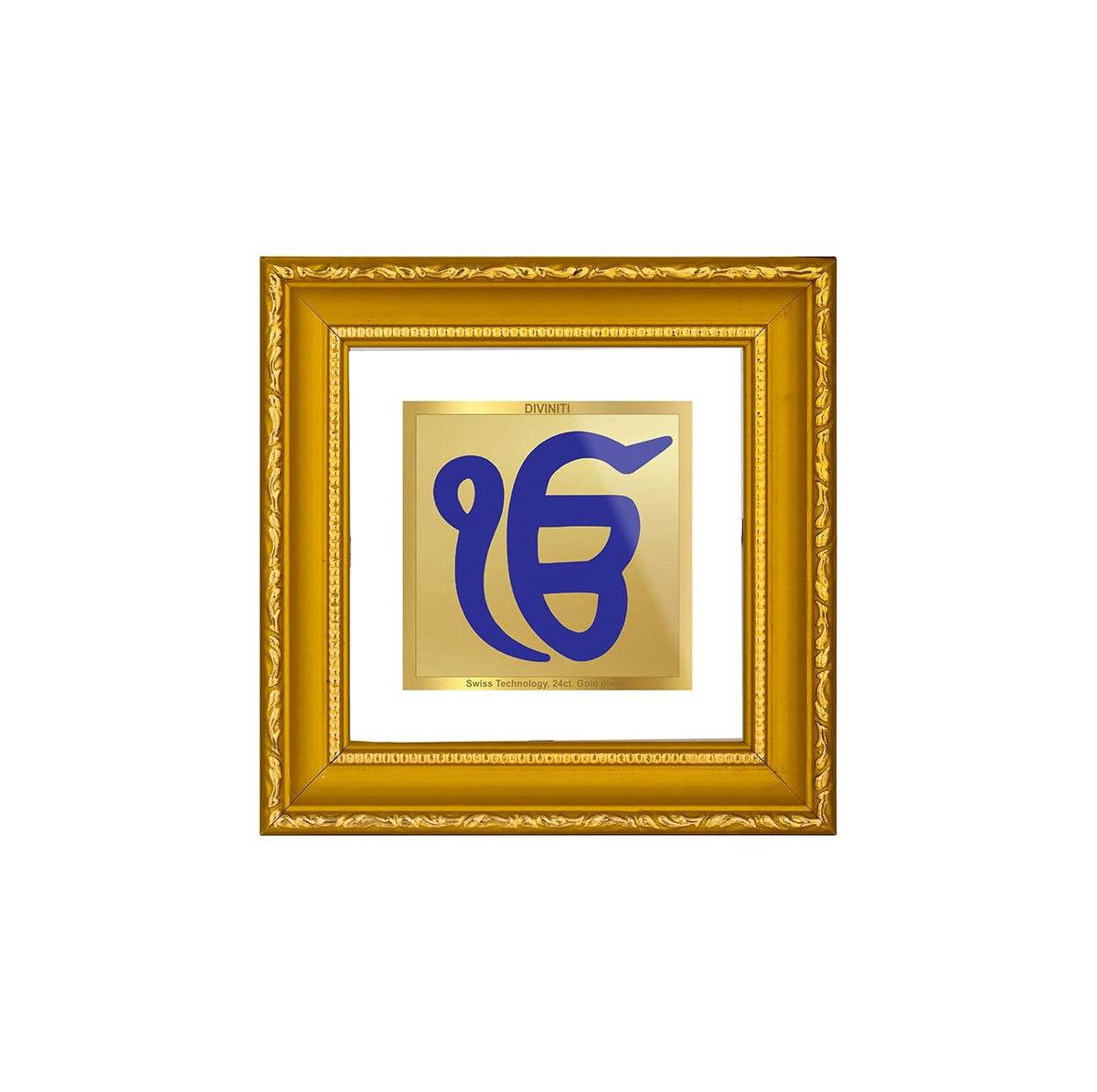 Diviniti Ek Omkar Gold Plated Wall Photo Frame, Table Décor| DG Frame 101 Size 1A and 24K Gold Plated Foil| Religious Photo Frame Idol For Pooja, Gifts Items (10 CM X 10 CM)