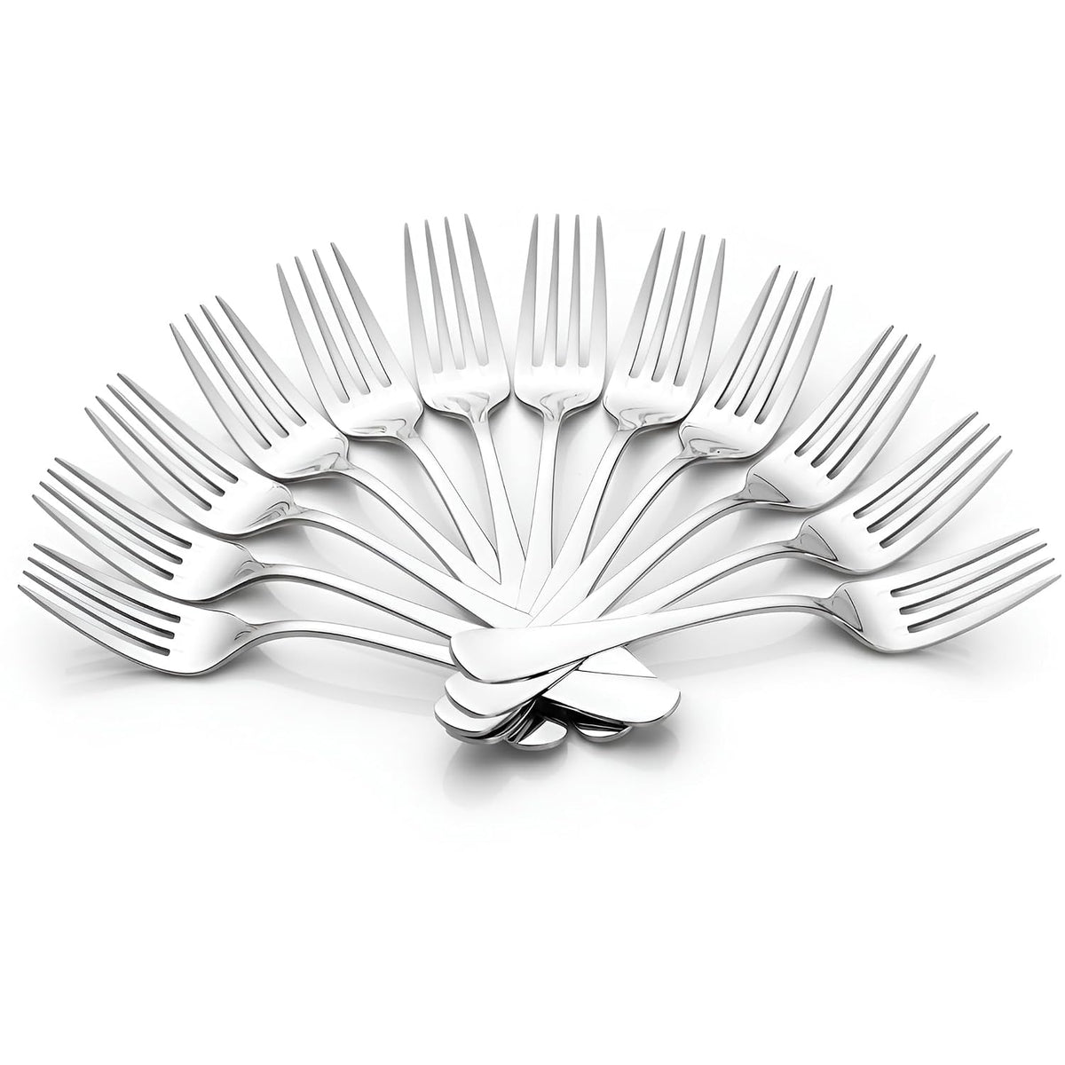Parage 12 Pieces Stainless Steel Dinner Forks Set - Fork Set for Home and Kitchen, 12-Pieces Fruit Fork for Dining Table, Shiny and Sturdy Handle Forks with Round Edge