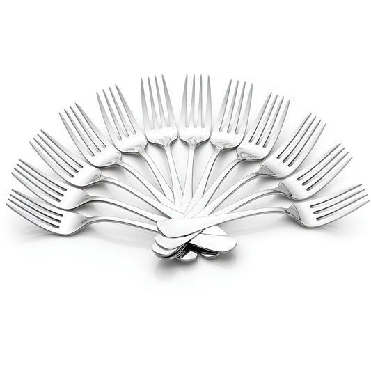 Parage 12 Pieces Stainless Steel Dinner Forks Set - Fork Set for Home and Kitchen, 12-Pieces Fruit Fork for Dining Table, Shiny and Sturdy Handle Forks with Round Edge