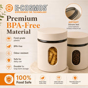 E-COSMOS® 500 ml Plastic Kitchen Storage Container Pack of 2 - Airtight Oval Container with Clear Window for Snacks, Tea, Coffee & Dry Fruits (Multicolor) (Pack Of 2, 500, Milliliters)