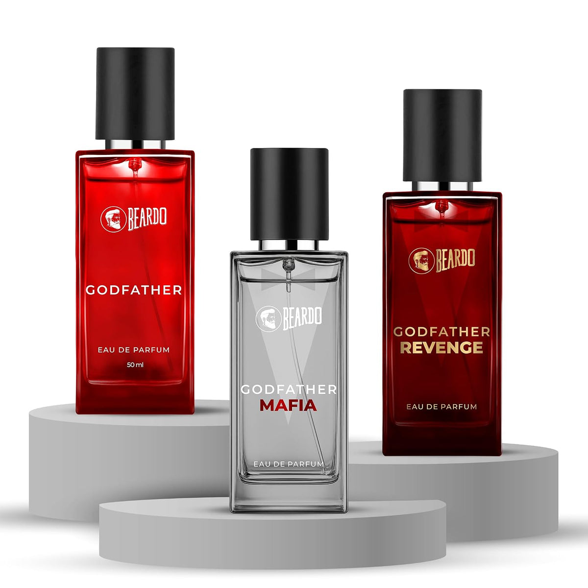 Beardo Godfather Perfume Trio for Men - Revenge, Mafia & Godfather EDP (50ml X 3) | Long Lasting Premium Fragrance Gift Set for Men