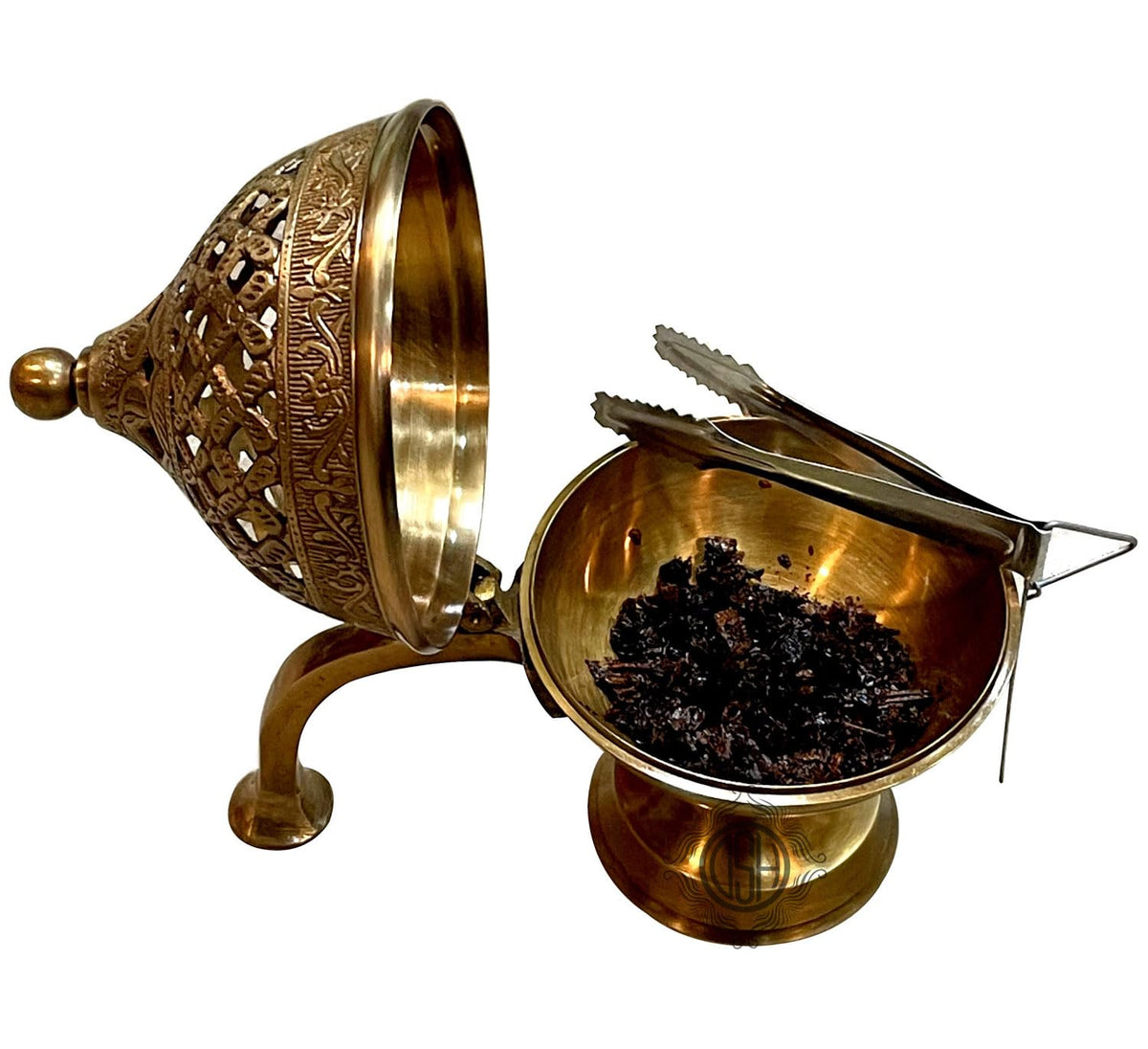 DSH Home Brass Loban Burner Dhoop Dhooni Dani Decorative Antique lubandan,Bakhoor Burner Holder, Gift Items