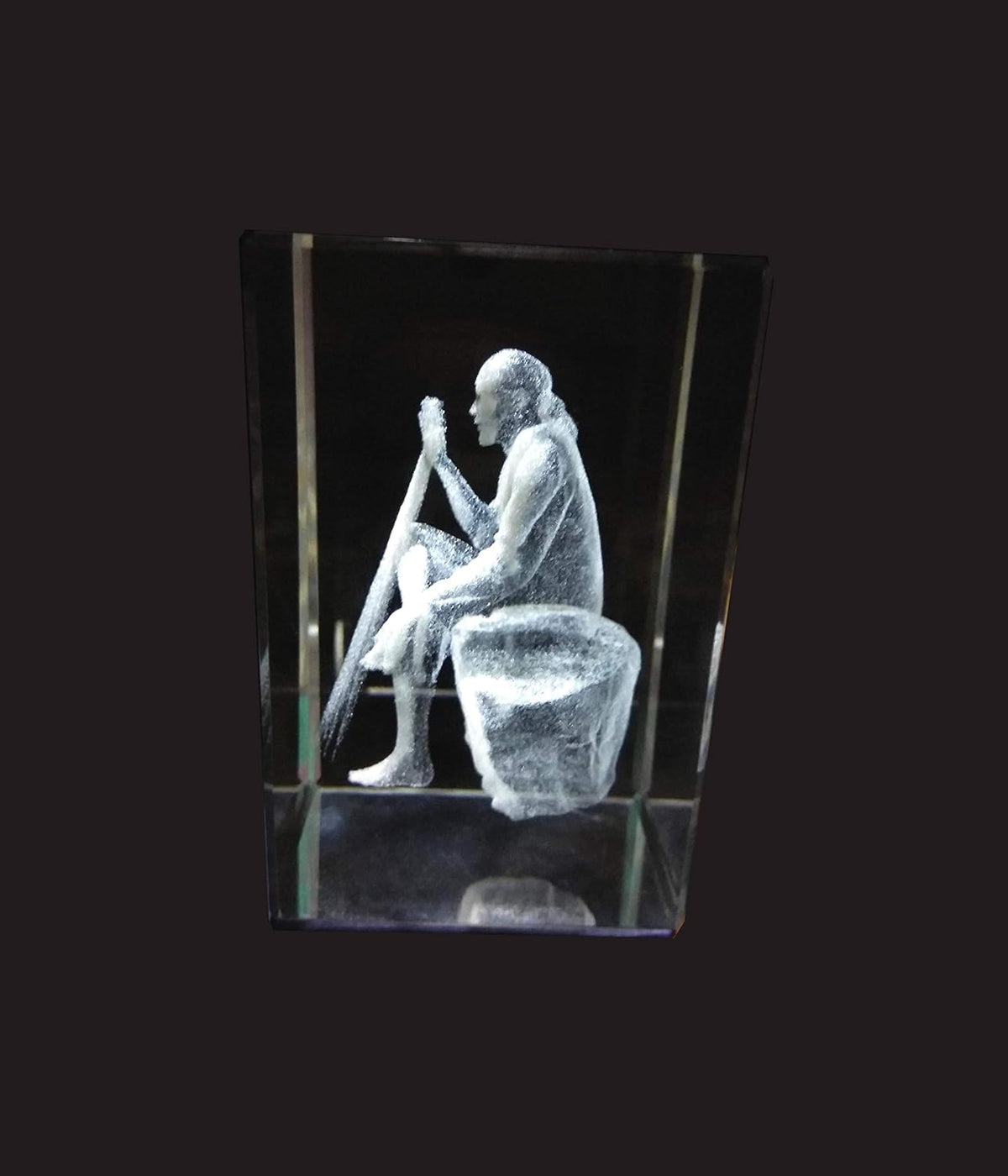 SHINDE EXPORTS 3D Crystal Sai Baba Idol Slick Design Statue Murti- Transparent, 7.5x5x5 cm
