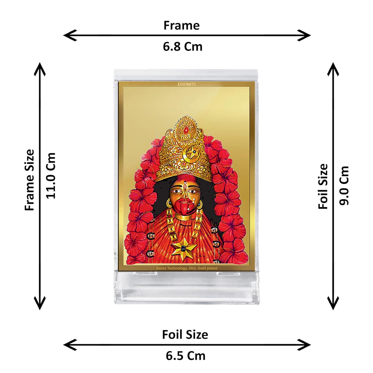 DIVINITI 24K Gold Plated Acrylic Goddess Tara Devi Car Dashboard Idol Frame|Premium Spiritual Gifting Item for Divine Blessings & Positivity | Luxury Religious Decor for Car, Office & Home | 11 X 7
