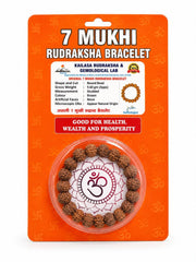 RUDRADIVINE 7 Mukhi Rudraksha Bracelet, Brown Round Bead