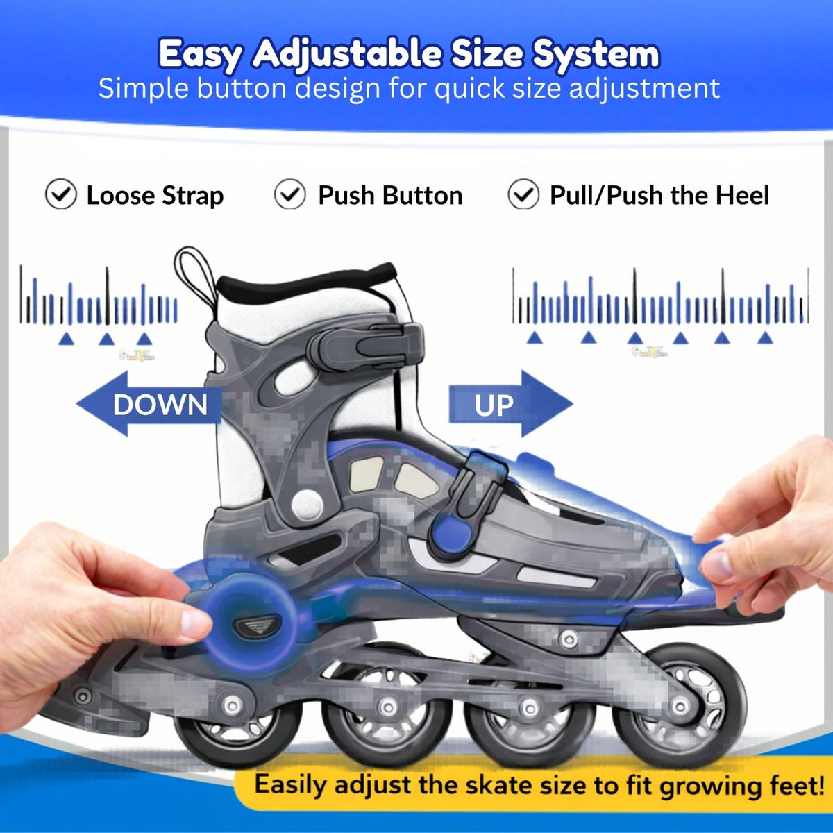 Toy Imagine Inline Skates, Adjustable, Boys Kids & Girls, Blue