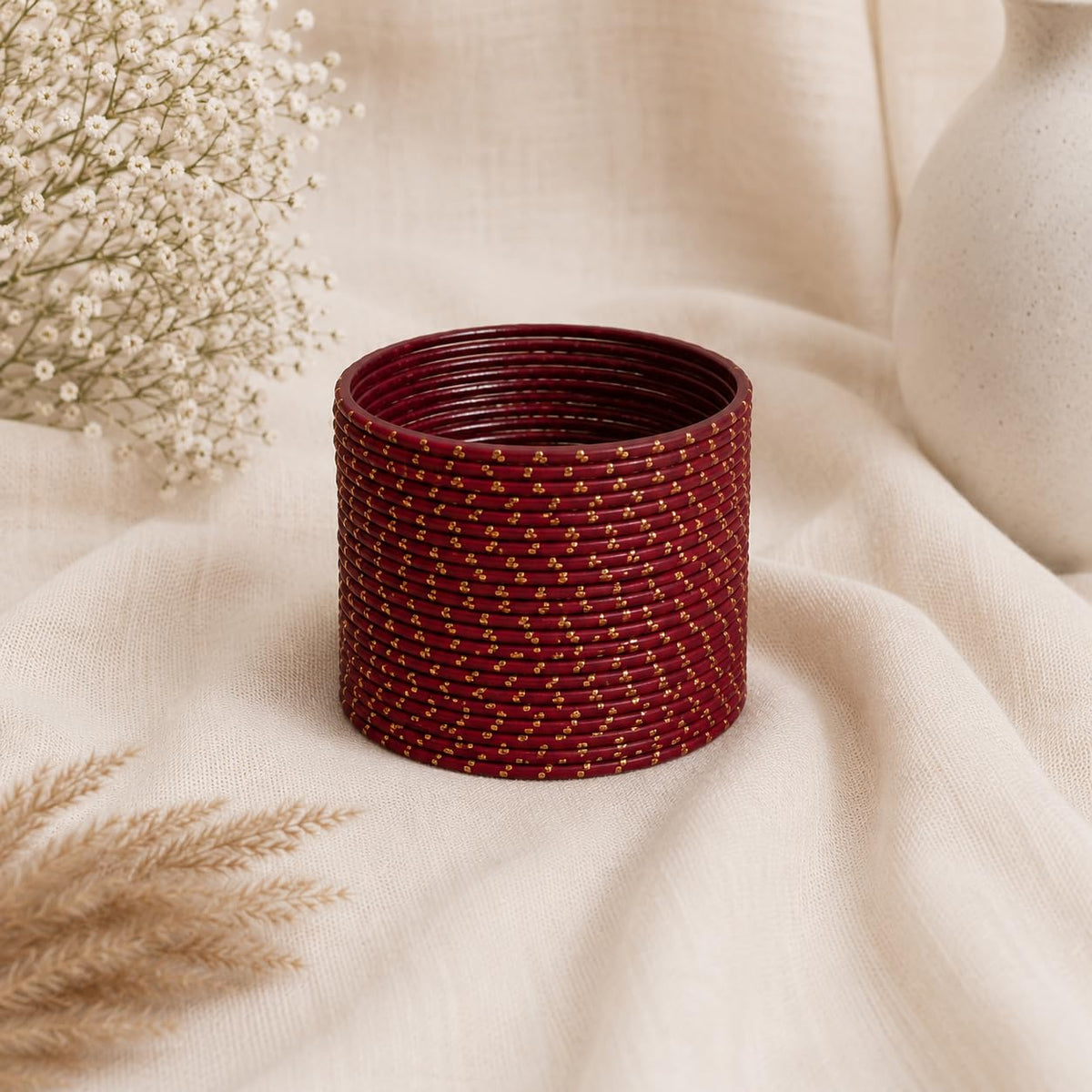 NMII Non-Precious Metal Base Metal with Polka Dots Glossy Finished Bangle Set For Women and Girls
