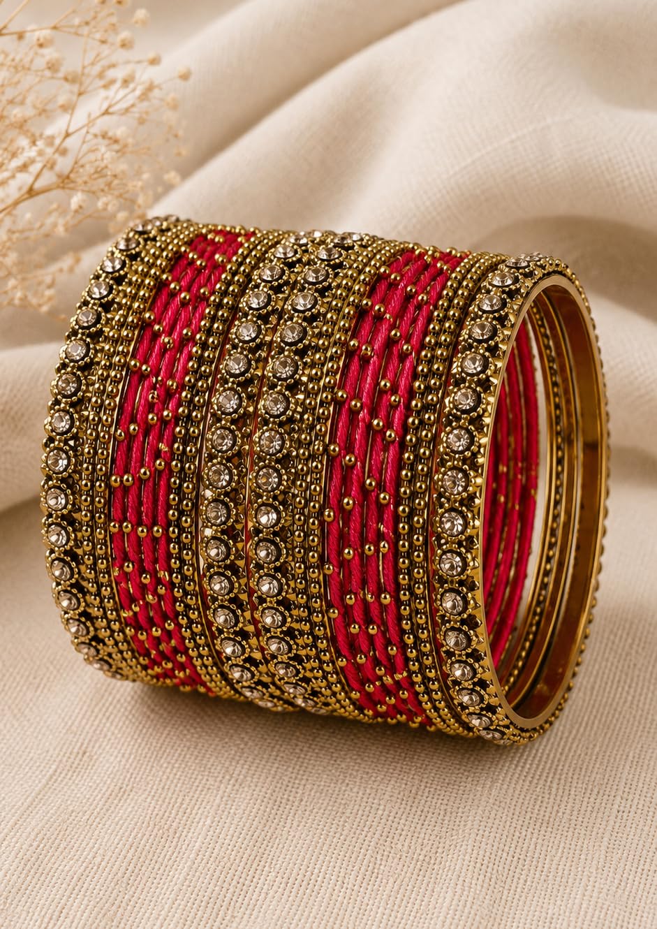 NMII Bangle Set for Women (Red) (G413_Red-2.8)