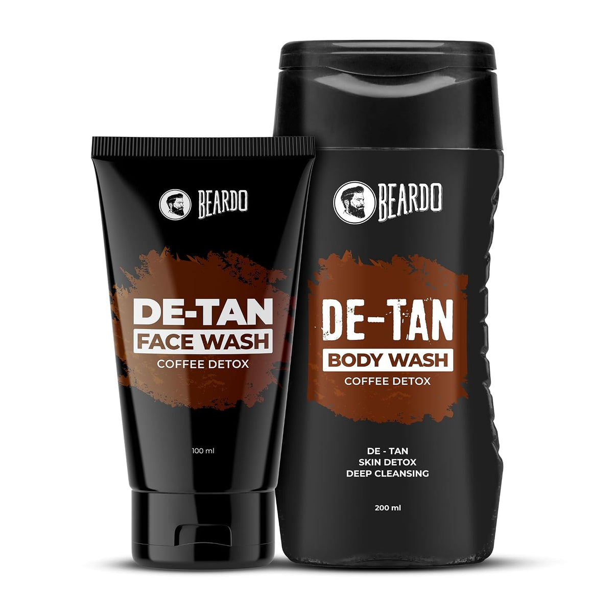 Beardo Detan Combo For Men (Set of 2) | Detan Body Wash & Detan Face Wash with Powerful Coffee Extract for Tan Removal | Hydrates & Exfoliates Men's Skin for Oil Control