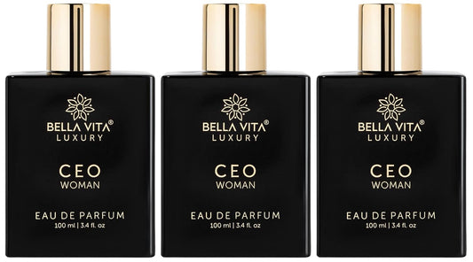 Bella Vita Organic Luxury CEO Woman Eau De Parfum Perfume with Ylang Ylang, Vanilla, Musk, Tonka & Plum|Spicy Long Lasting EDP Fragrance Scent for Women 100Ml (Pack of 3)