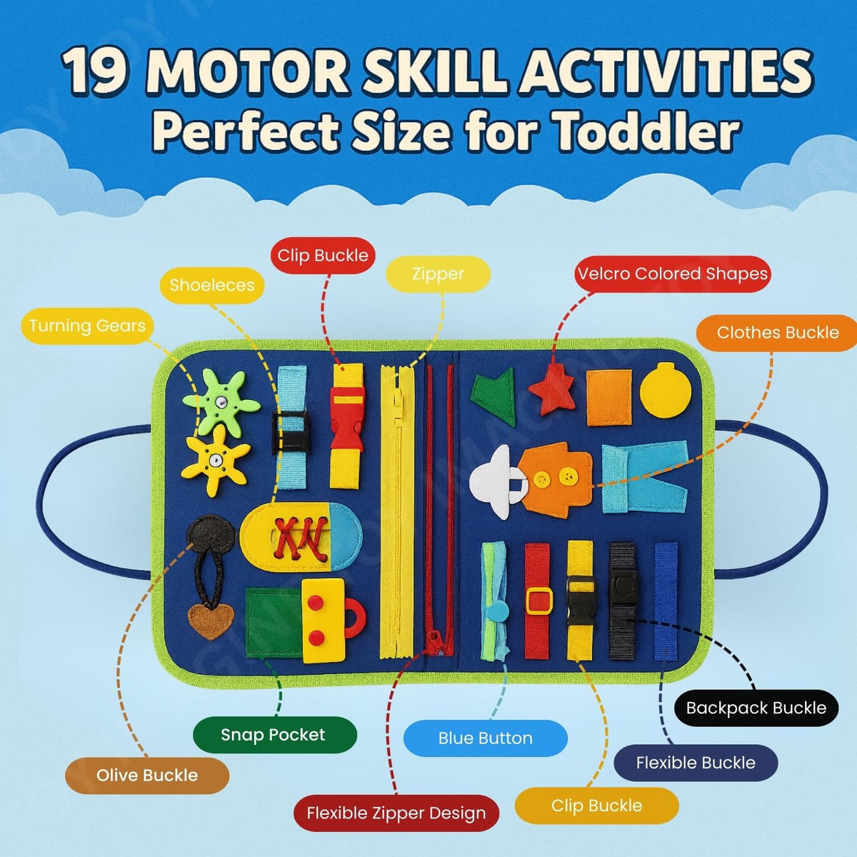 Toy Imagine Montessori Busy Board and Sensory Activity Book for Toddlers