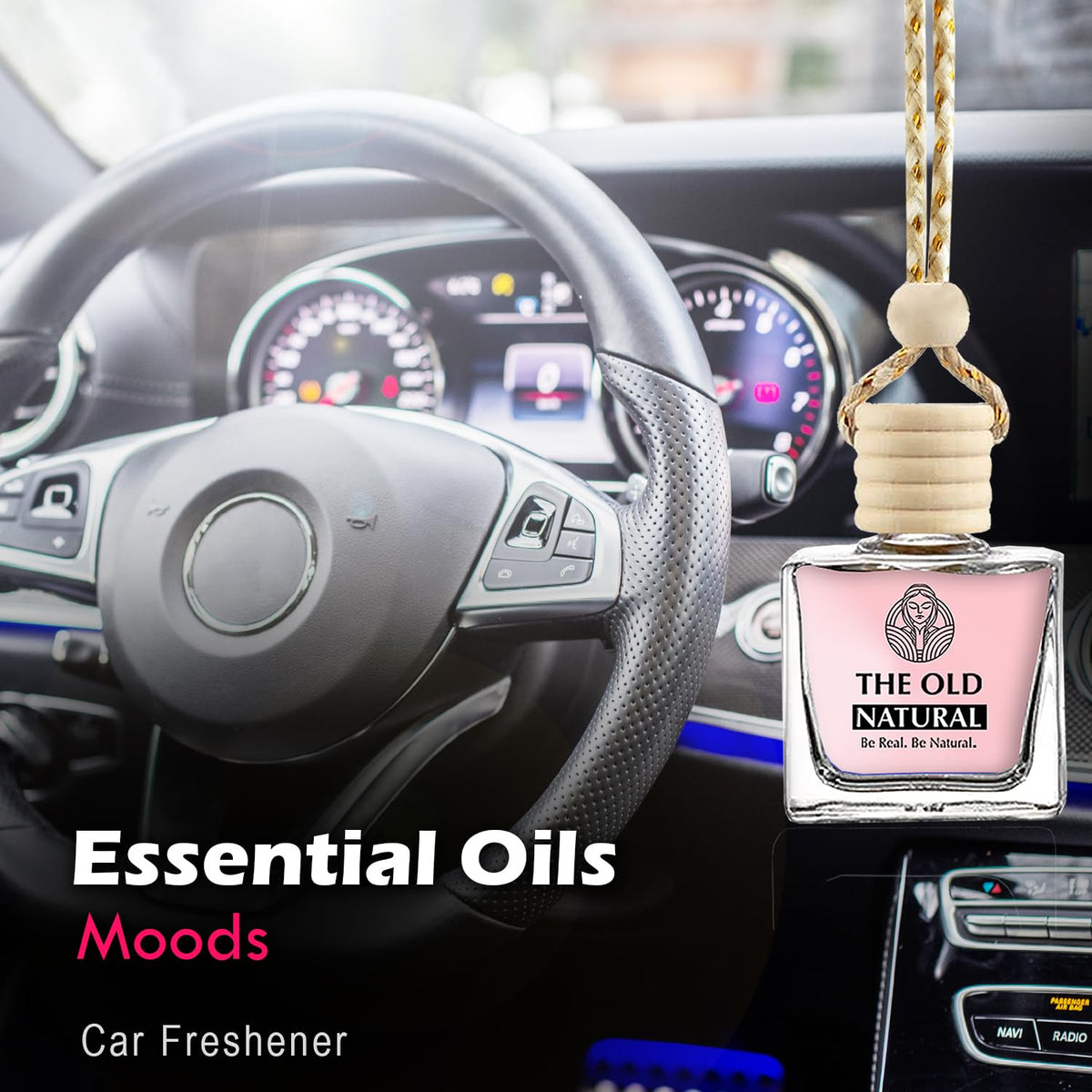 The Old Natural Car Freshener with Essential Oils Fragrance in Glass bottle with Wooden Diffuser Lid | Car Perfume 20ml