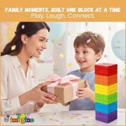 Toy Imagine 54 Pcs Colourful Wooden Blocks for Boys 7–14 Years – Indoor Balancing & Building Game, Montessori Wooden Toys, Kids Activity Tower Block for Cognitive Development & Fun
