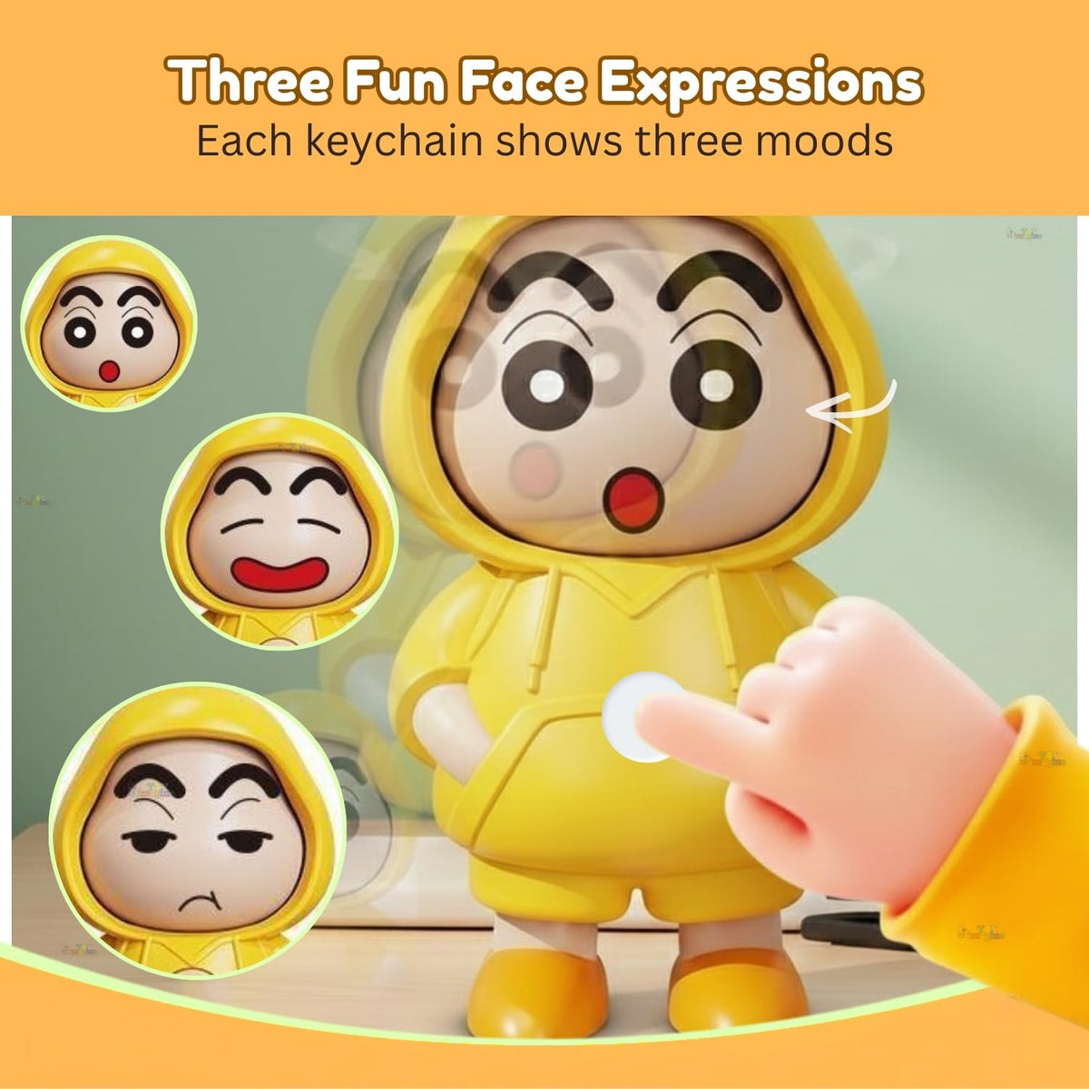 Toy Imagine Face Changing Cartoon Keychains for Kids, Pack of 12