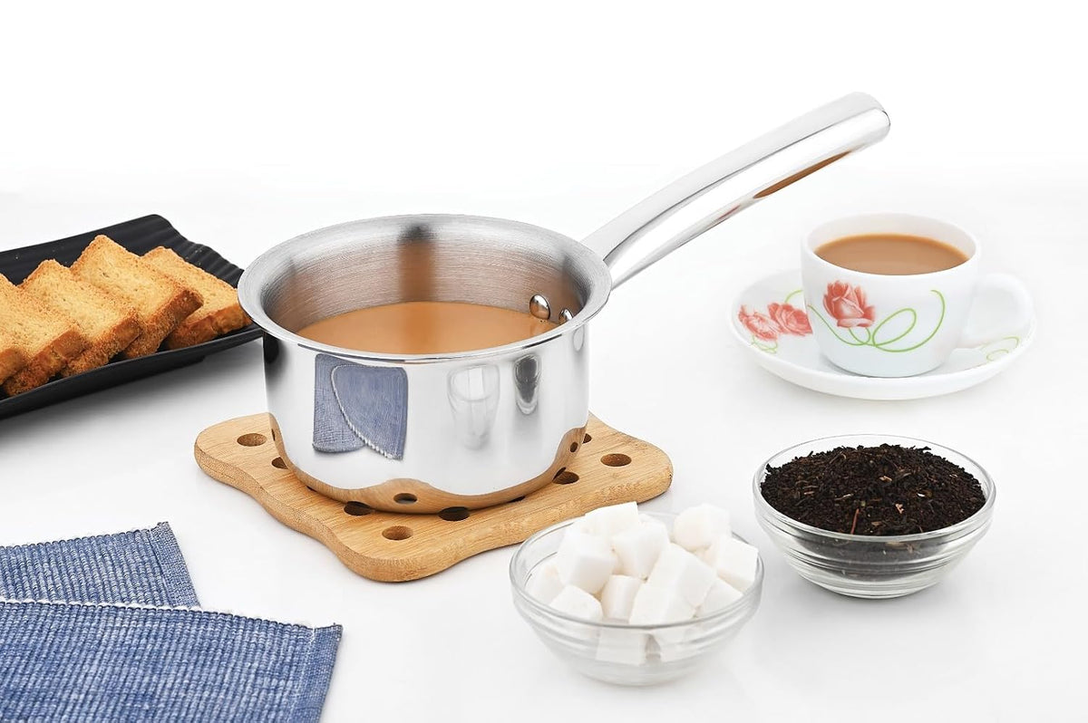 Vinod – Claro Heavy Gauge Stainless Steel Sauce Pan (Plain), 1.5 mm – Capacity 2 LTR (18cm)