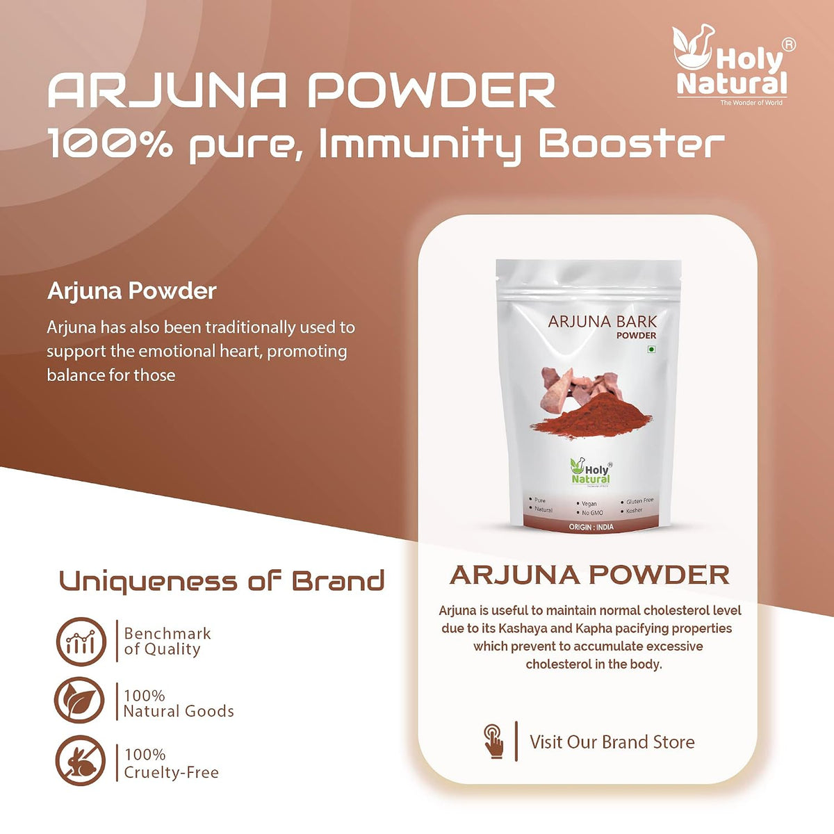 Holy Natural Arjuna bark powder (1 kg) | Arjuna Chhal Powder | Healthy Health, Immunity Booster, 100% pure powder