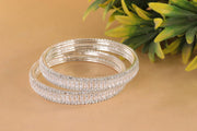 NMII Stylish Alloy Metal Kada Set With Glittering American Diamond Stones For Women & Girls | Women Bangles Design | Ladies' Metal Kada | Jewelry, Bridal Look & Festivals - Pack Of 2 Kada
