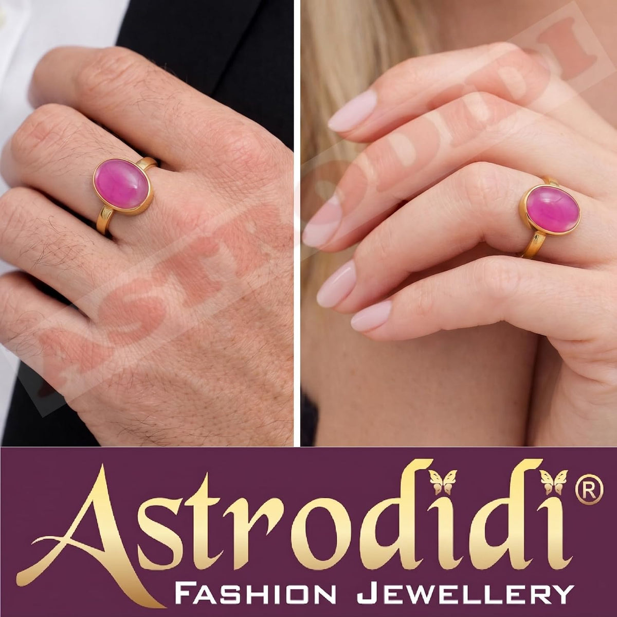 ASTRODIDI Natural Pink Sulemani Agate Hakik Stone Ring with Lab Certificate for Men and Women 7-8 Ratti Adjustable Panchdhatu Gulabi Akik Aqeeq Haqiq Gemstone Ring