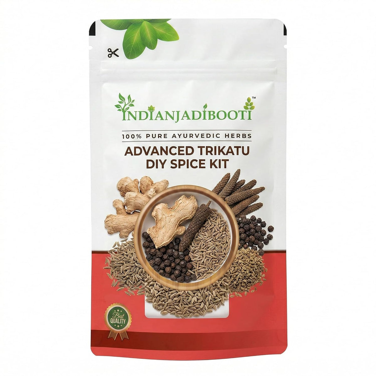 IndianJadiBooti Advanced Trikatu DIY Spice Kit – Raw Sonth, Pippali, Black Pepper, Jeera & Ajwain – Whole Spices for Digestion, Metabolism & Bloating Relief
