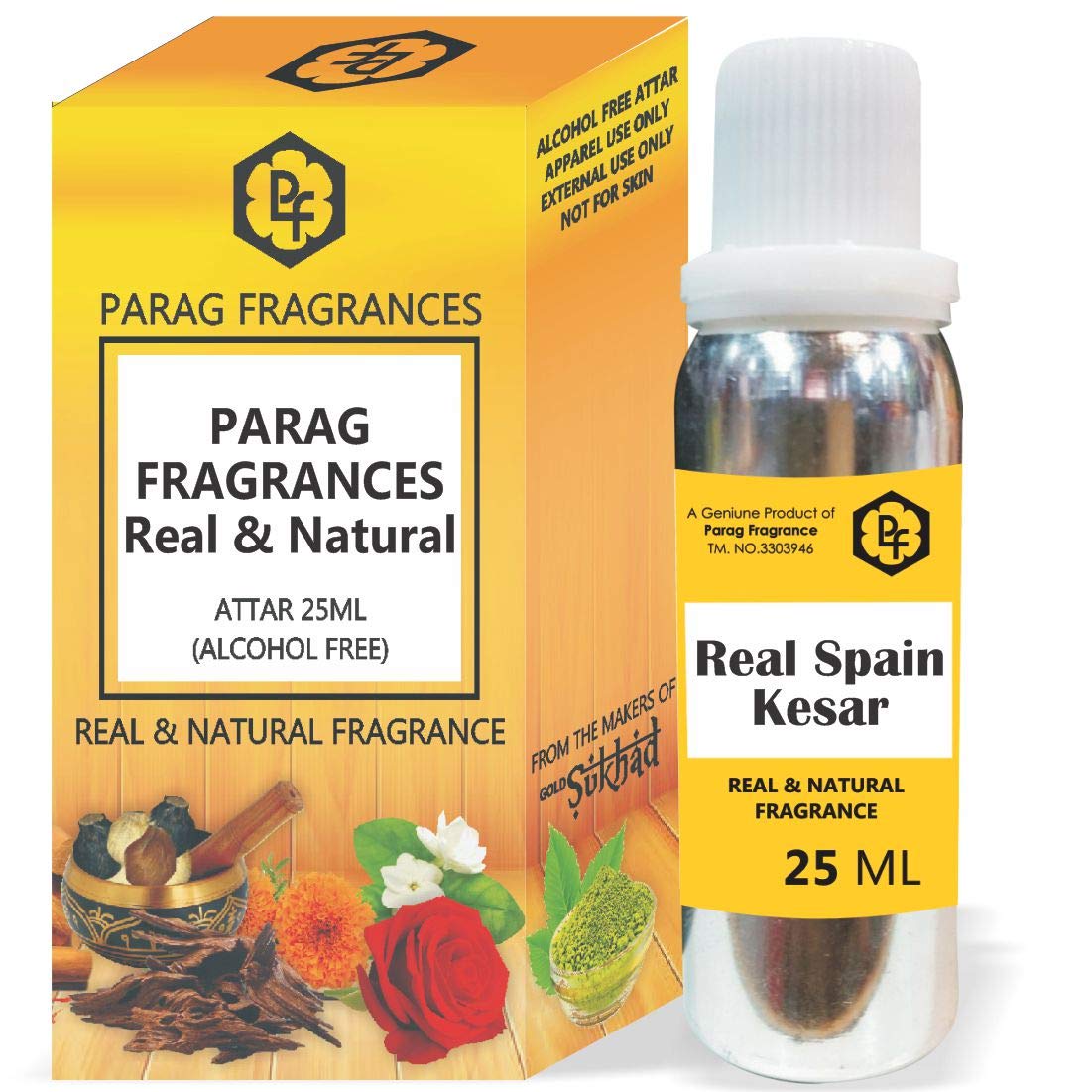 Parag Fragrances Long Lasting, Non-Alcoholic & Grade-1 Attar 25ml (Spain Saffron)