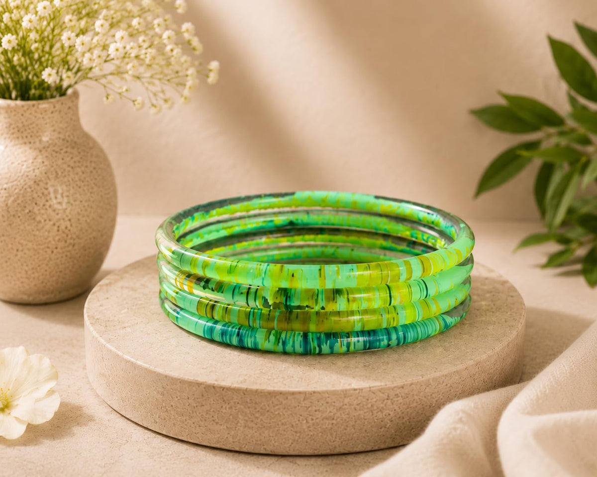 NMII Premium Glass Bangle Set for Women | Multicolor Designer Kangan | Fancy Kanch ki Chudiya | 3D Transparent Chudi Set | Wedding & Festive Occasions Bangles