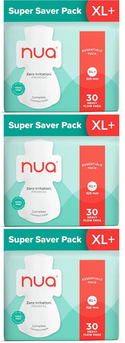 Nua Ultra Safe Pads Heavy Flow XL+, Pack of 3 (90)