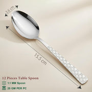 Parage 12 Pieces Stainless Steel Spoon Set for Home & Kitchen,15.5 cm Long, Tea, Coffee, Sugar & Spices, Small Spoons, Dining Tableware, Silver (Dilare)