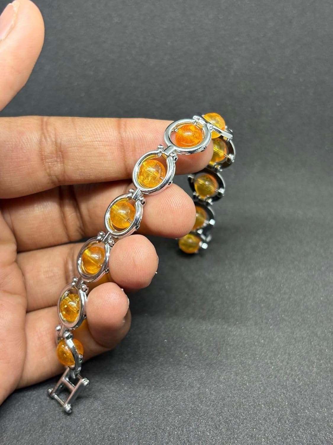 RUDRADIVINE Elegant Citrine Stone Bracelet for Men & Women | Premium Crystal Link Bracelet
