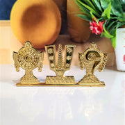 KridayKraft Tirupati Balaji Symbol Stand Shankh Chakra Namah Gold Plating Antique Decorative for Car Dashboard Home & Office Table Showpiece Figurines,Religious Gift Idol...