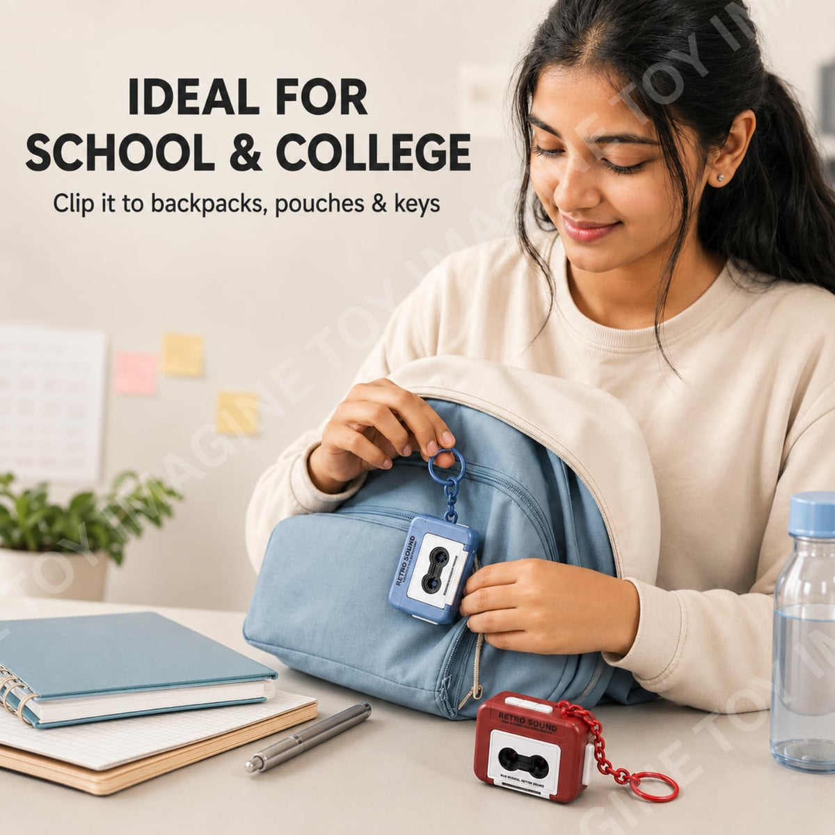 Toy Imagine Retro Cassette Tape Keychain, Pack of 2