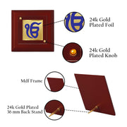 DIVINITI Ik Onkar 24K Gold Plated MDF Photo Frame | Premium Sikh Table Top Frame for Home, Office & Prayer Room | Luxury Spiritual Gift Item for Housewarming, Festive Gifting | 10 x 10 CM