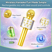 Toy Imagine Rechargeable Karaoke Mic for Kids Wireless Bluetooth Mike for Singing, Practice Microphone for Kids, Music Singing Toy Birthday Gift for Boys & Girls 3+ (Assorted)