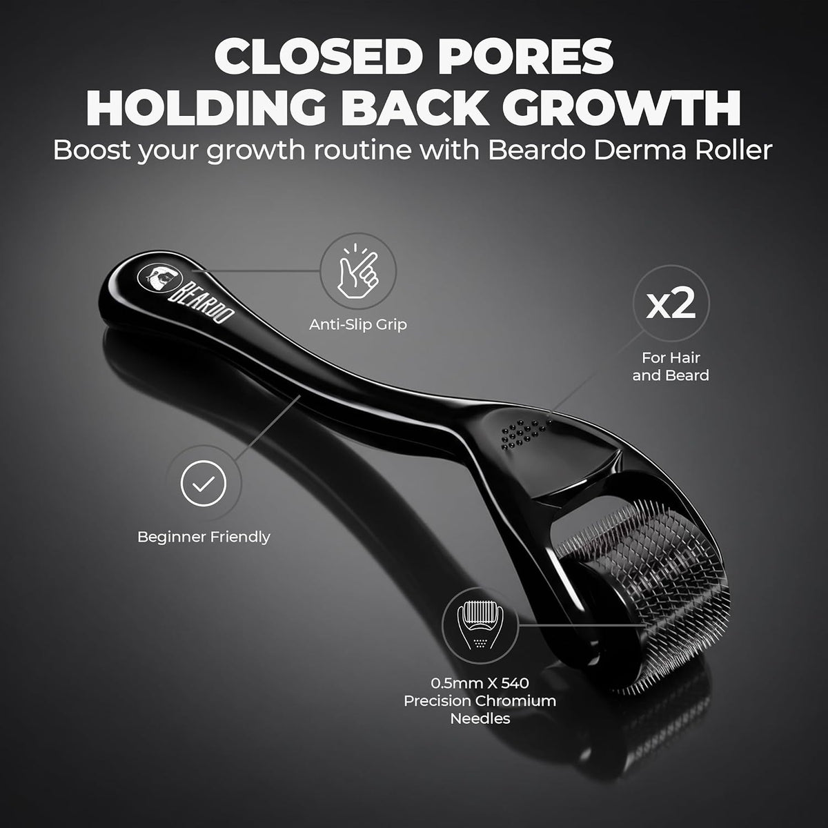Beardo Hair Growth & Scalp Care Combo: Dermaroller & Scalp Massager | Stimulates Hair Follicles & Improves Blood Circulation | For Thicker, Healthier Hair (Set of 2)