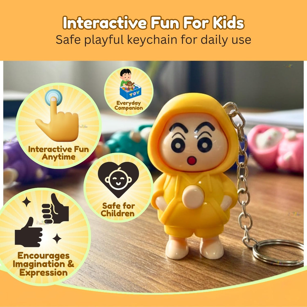 Toy Imagine Face Changing Cartoon Keychains for Kids, Pack of 12