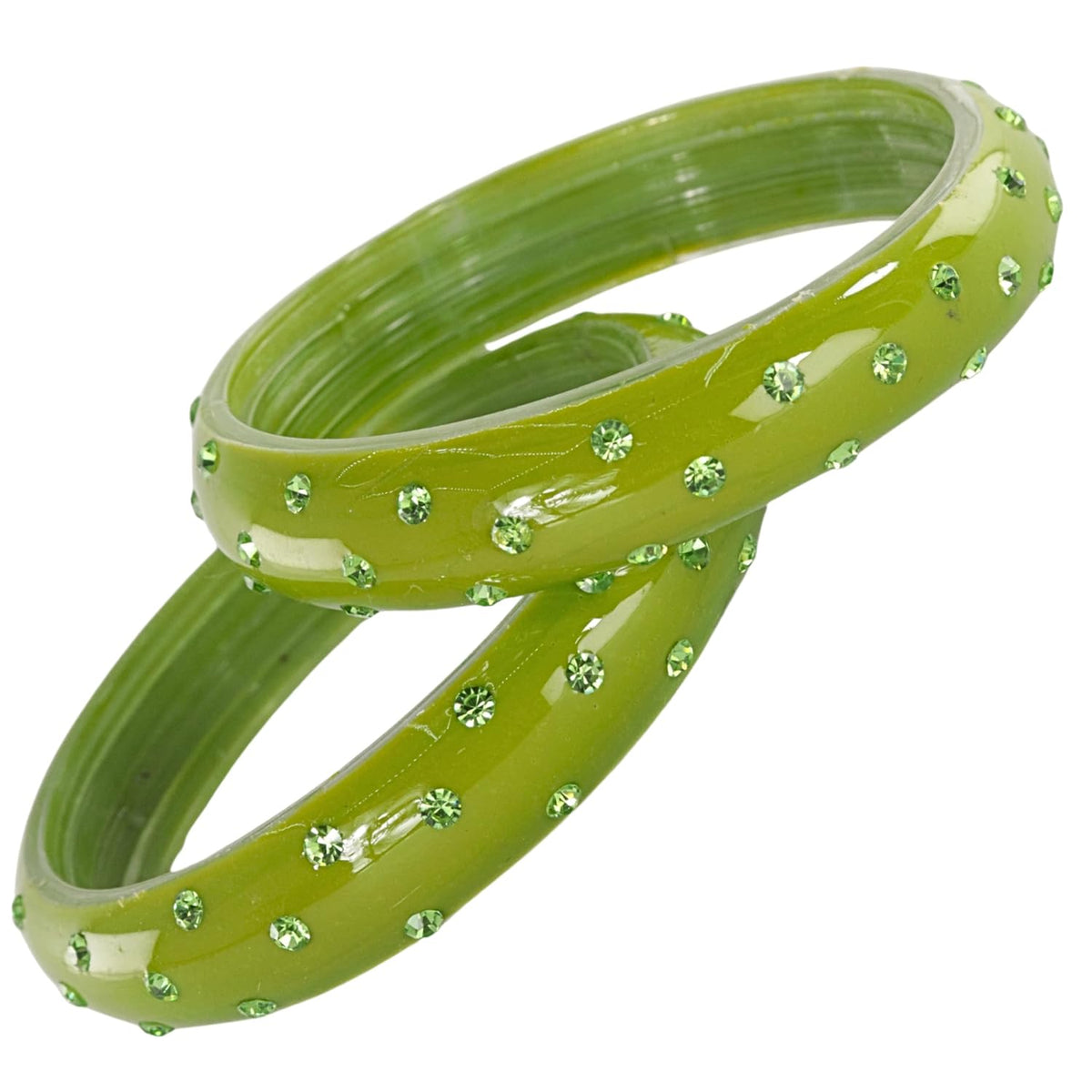 NMII Designer Glass Kada Set For Women & Girls Studded With Zircon Gemstone | Girls Bangle Bracelet | Traditional Chudi | Stylish Glass Kada For Party, Wedding - Set Of 2
