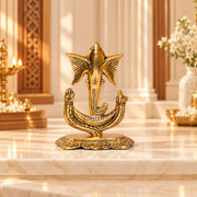 KridayKraft Ganesha Idol, Gold Colour Ganpati Murti for Home Mandir, Pooja Room and Office Décor, Diwali and Housewarming Gift.
