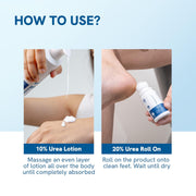 Be Bodywise Dry Skin & Heel Repair Kit | Deeply Hydrates & Exfoliates Skin | Infused with Ceramides | 20% Urea Foot Roll On (50ml) + 10% Urea Body Lotion (200ml)