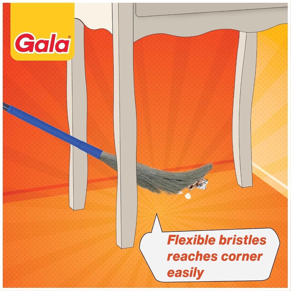 Gala No Dust – India's No. 1 Broom | Extendable Handle, No Ladder Needed for Ceiling & Fan Cleaning | Broomstick Jhadu | Traps Fine Dust & Hair, No Back Strain