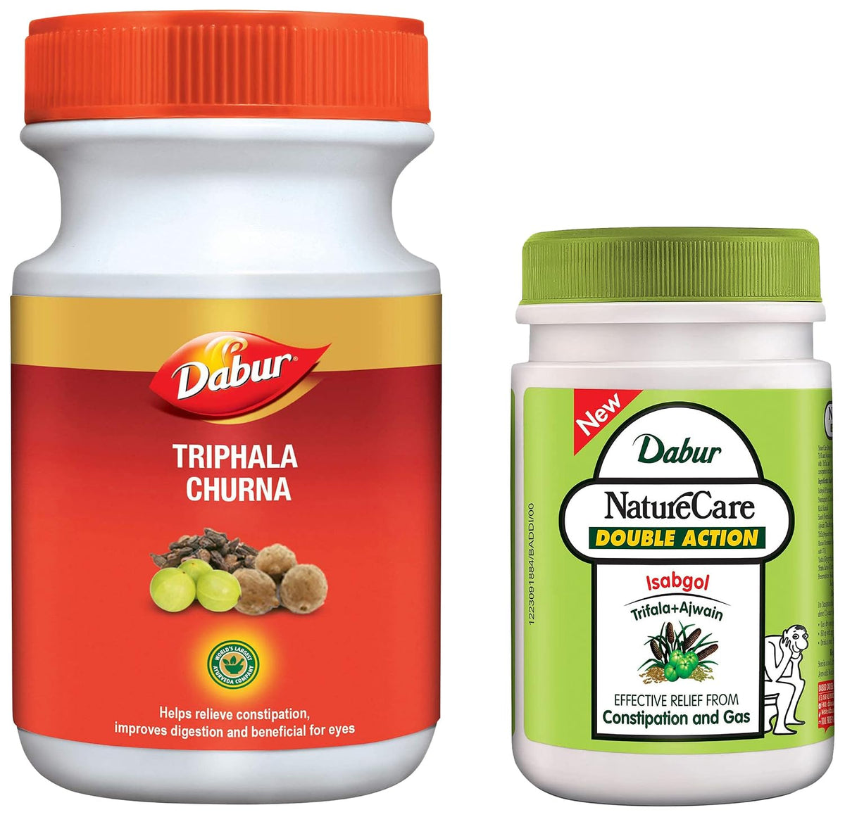 Dabur Triphala Churna Ayurvedic Remedy For Gastro Intestinal Health - 500g & Dabur Nature Care Isabgol Double Action Trifala And Ajwain, Effective Relief From Constipation And Gas - 100 Gm