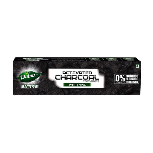 DABUR Herb'L Activated Charcoal Toothpaste 120gm (Pack of 1)|Whitening Black Gel Toothpaste|Fluoride Free|Fights Plaque & Extrinsic Stains|With Power of Mint|Cool & Refreshing Mouth Experience