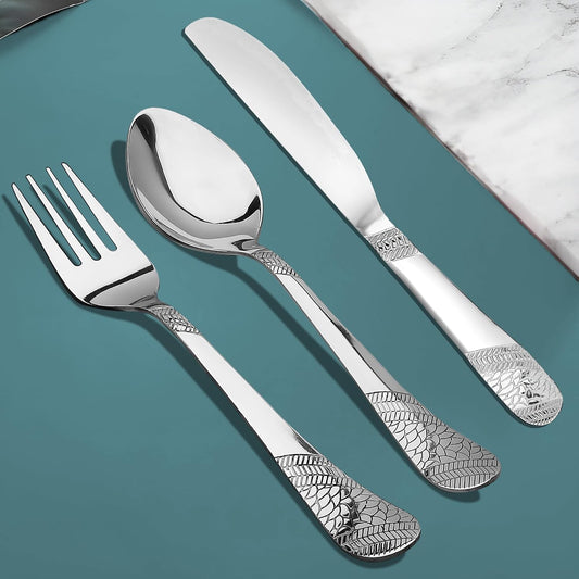 Parage 6 Pieces Premium Stainless Steel 3mm Thick Dinner/Butter Knife, Table Fork, Spoon for Home and Kitchen, Luxury Dining Tableware Gift, Imperial Design, Silver