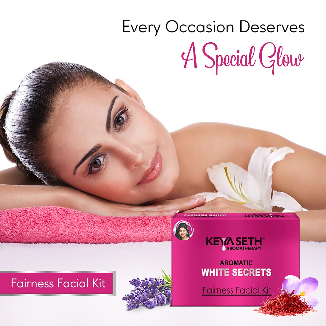 KEYA SETH AROMATHERAPY Aromatic White Secrets (Fairness Facial Kit) with Pure Essential oils & Fresh Green Herbs -Instant White, Bright, Shine & Youthful Glow Skin