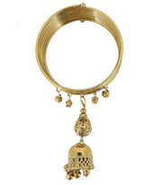 NMII Non-Precious Metal Base Metal with Plain and Golden Polished Glossy Finished Bracelet Bells Latkan Kada Set For Women and Girls