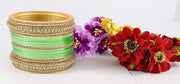 NMII Golden Traditional Acrylic Plastic Chuda Set For Bridal Women & Girls with Zircon Stone & Beads | Stylish Bridal Bangles For Wedding | Plastic Chura Set Punjabi Bnagles