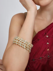 NMII Gold Plated Metal with Zircon Diamond & Kundan Stone Bangles Set For Women & Girls | Traditional Girl's Bangles Bracelet | Designer Kangan | Golden Bangles For Wedding, Party, Etc- Set of 4