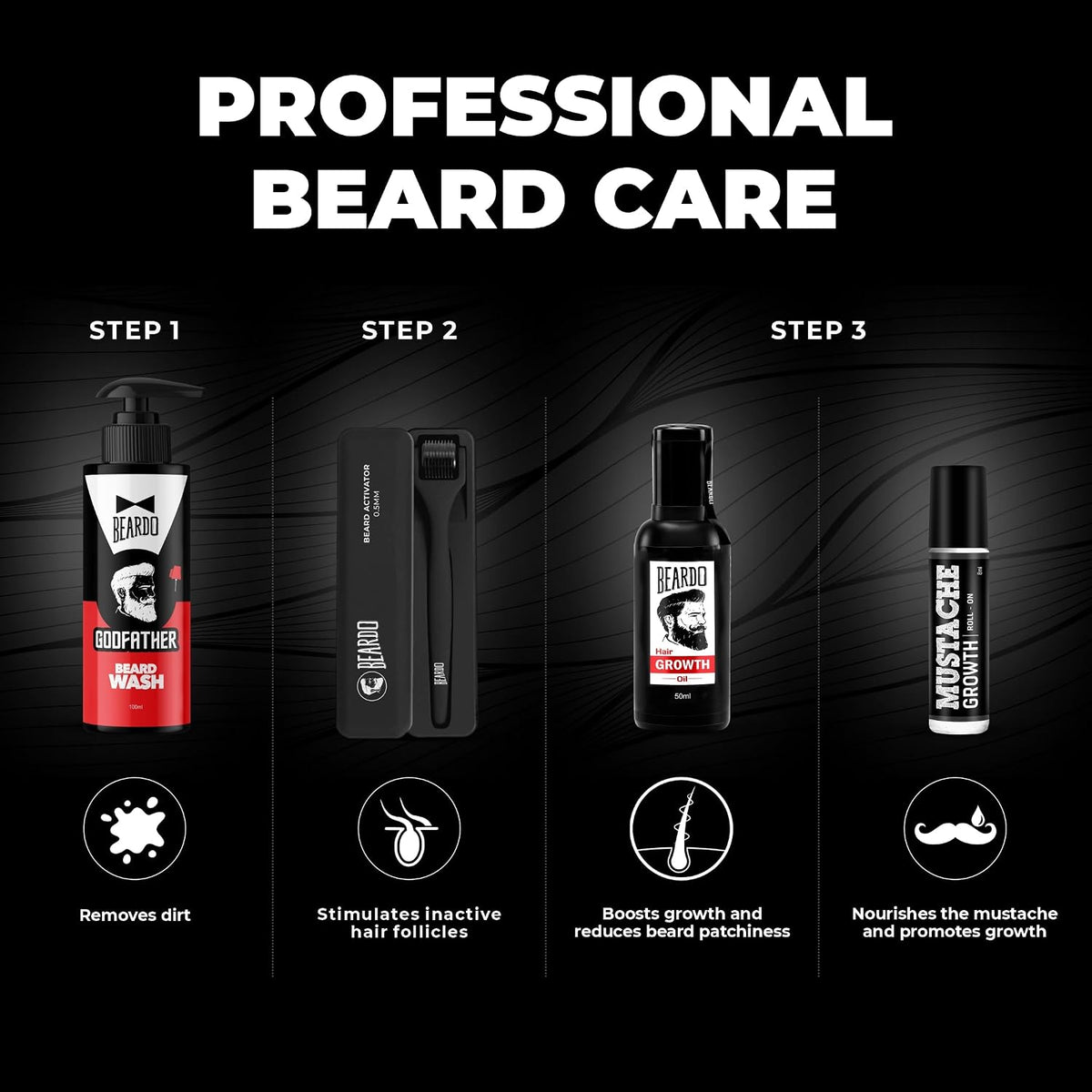 Beardo Godfather Beard Wash for men, 100ml | Aromatic, Woody Scent | Purifying & Hydrating Beard and Skin Cleaner with Avocado Oil, Argan Oil | Beard Shampoo for Clean & Healthy Beard