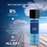 Bella Vita Luxury Men Fresh Wave Combo For Him & Her, Pack Of 2 Premium Long Lasting Fragrance Scent - Skai Aquatic 100 Ml & Skai Body Parfum Deodorant Spray - 150 Ml