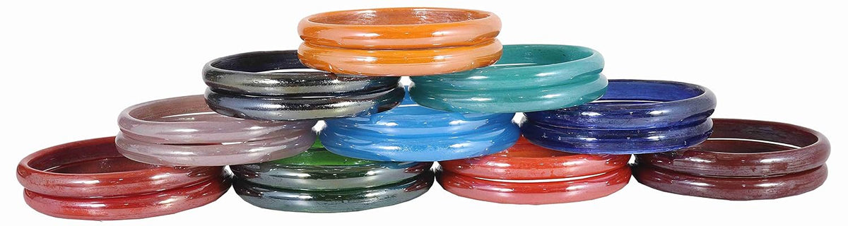 NMII Glass with Simple and Plain Glossy Finished Kada Set For Women and Girls