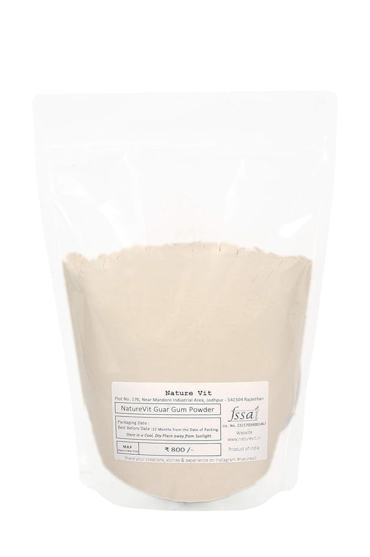NatureVit Guar Gum Powder, 400gm [ All Natural, Thickening Agent, Binding Agent for Baking ]