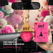 The Old Natural Snif Diamond Hanging oil Car Perfume | Car Air Freshener with Refill Pack (Romantic Rose 10ml + 15ml Refill Pack)
